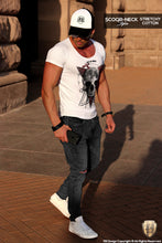 fashion mens outfit scoop neck shirt