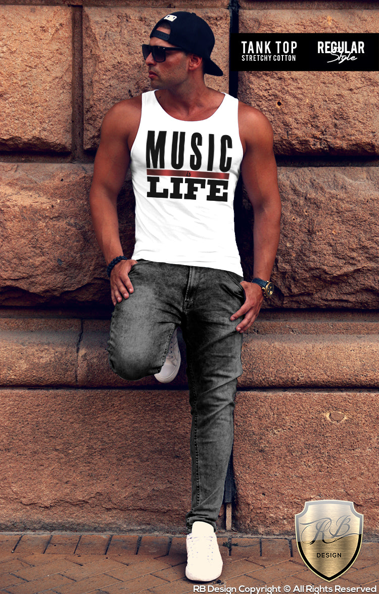 Music Is Life Men's Fashion T-shirt Dj Party Festival Tank Top MD109