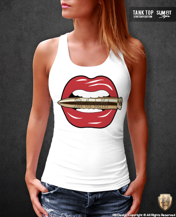 ladies red lips tank top