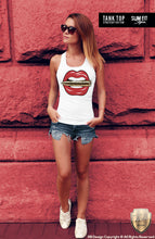 womens red lips tank top