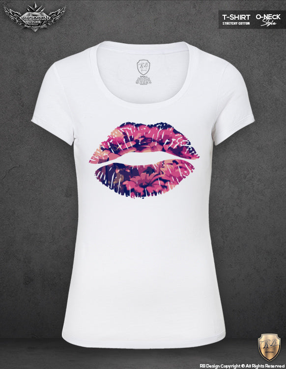 flowers kiss ladies t-shirts
