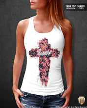womens flowers cross tank top