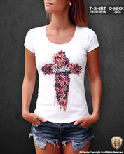 floral flowers art cross t-shirt