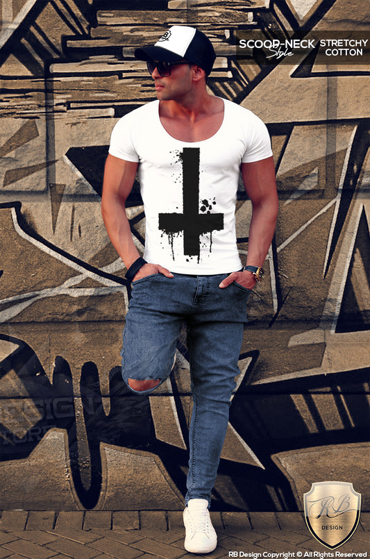 inverted cross mens fashion t-shirt