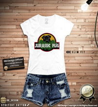 funny womens jurassic pug t shirt 