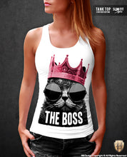 designer printed cat womens tank top