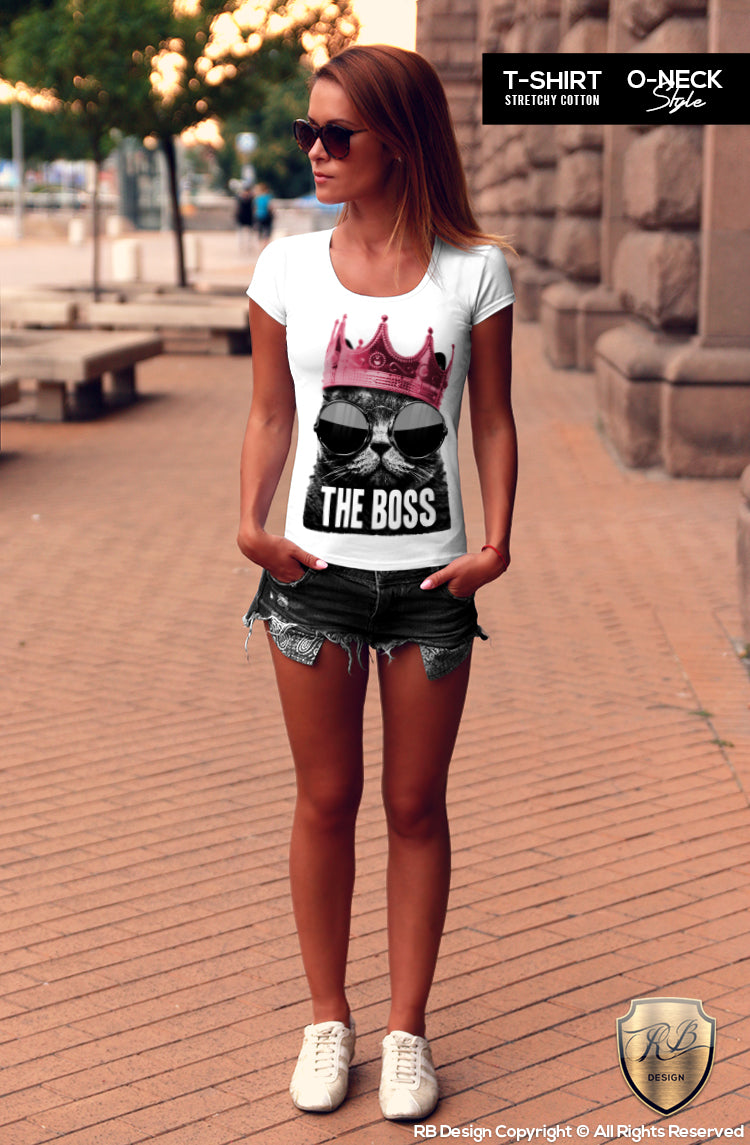 womens trendy cat with sunglasses tees