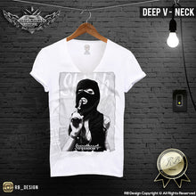 deep v neck pistol girl t-shirt