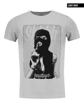 pistol gangster girl gray crew neck t-shirt