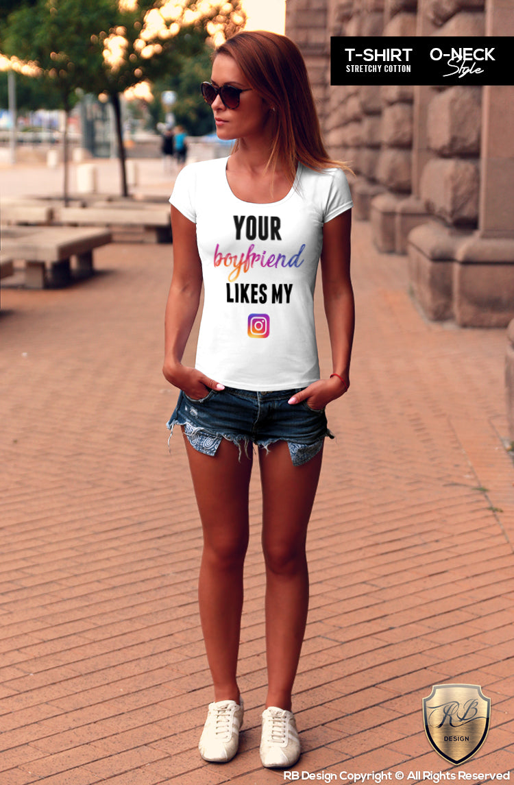 Funny Women's T-shirt Your Boyfriend Likes My IG Tank Top WD195