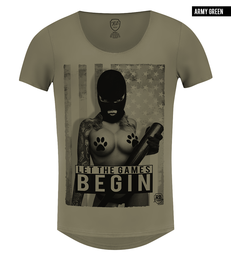 cool mens gangster girl t-shirt khaki