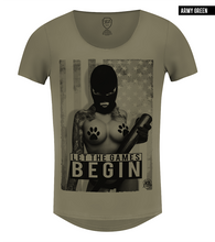 cool mens gangster girl t-shirt khaki