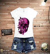 womens flowers skull tee shirts
