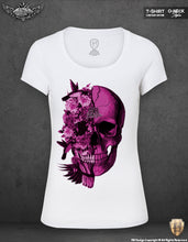 womens flowers skull t-shirts