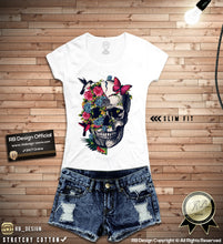 Women's Floral Flowers Skull T-shirt Half-life Graphic Tank Top WD220