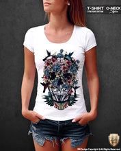 rb design flowers skul t-shirt