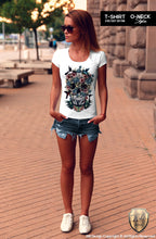 womens skull t-shirt floral flowers