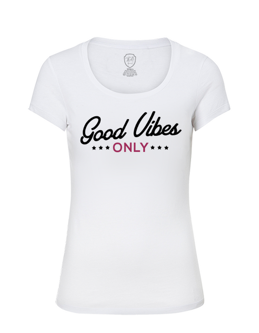 Good Vibes Only Ladies T-shirt  Summer Beach Top Stylish RB Design Tee Shirt WD233 Pink