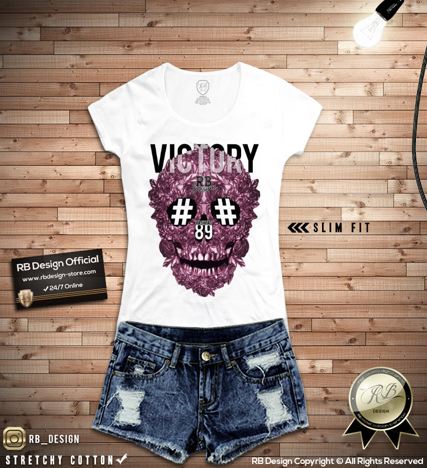 rb design roses skull womens t-shirts