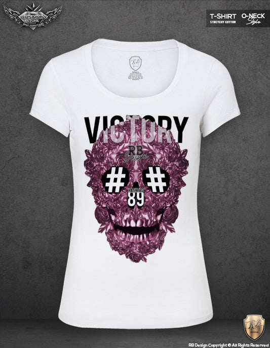roses skull victory womens t-shirt