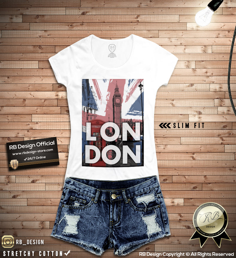 Women s London T shirt UK Flag Big Ben Ladies Tank Top WD238