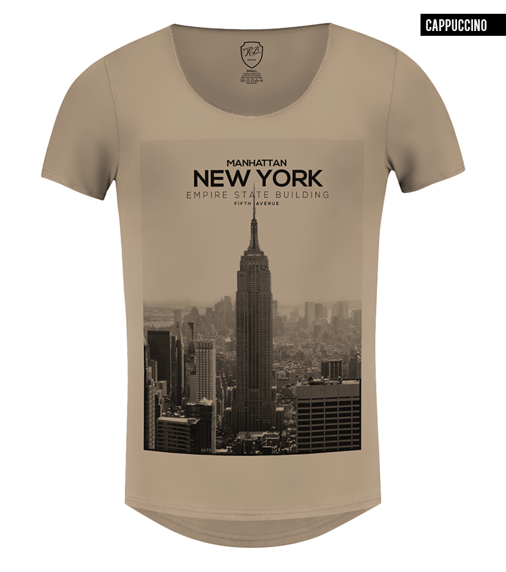 beige new york scoop neck t-shirt