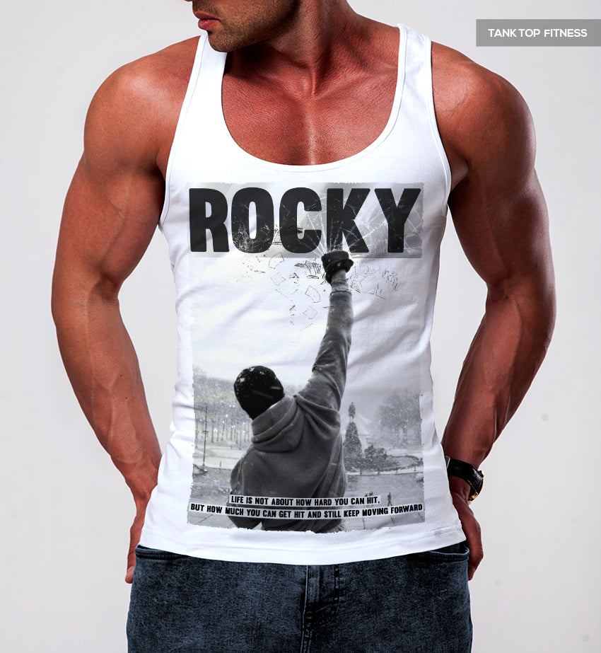 Rocky Balboa White Men's Training Tank Top Fitness MD276