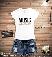 Music Is Life Ladies T-shirt Cool Festival Techno Lover Top WD310