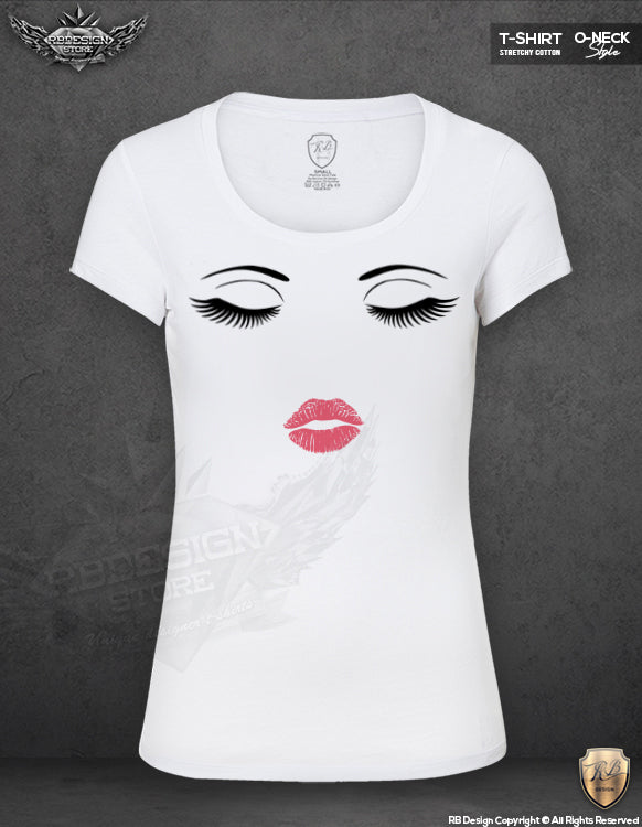 womens eyelashes lips t-shirts