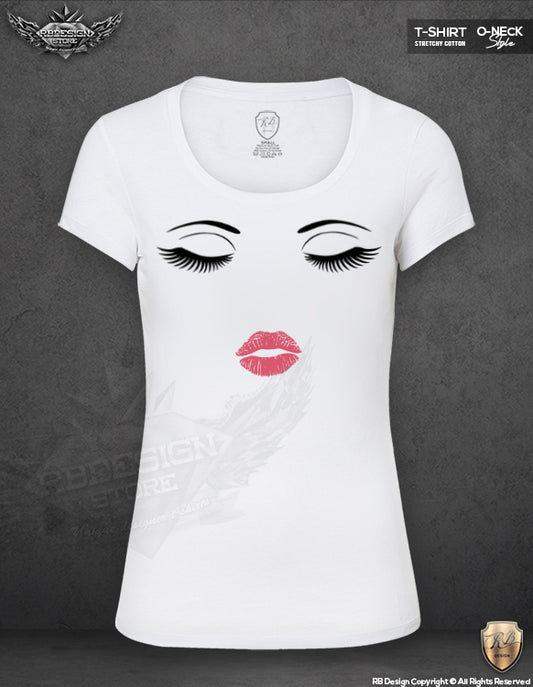 womens eyelashes lips t-shirts