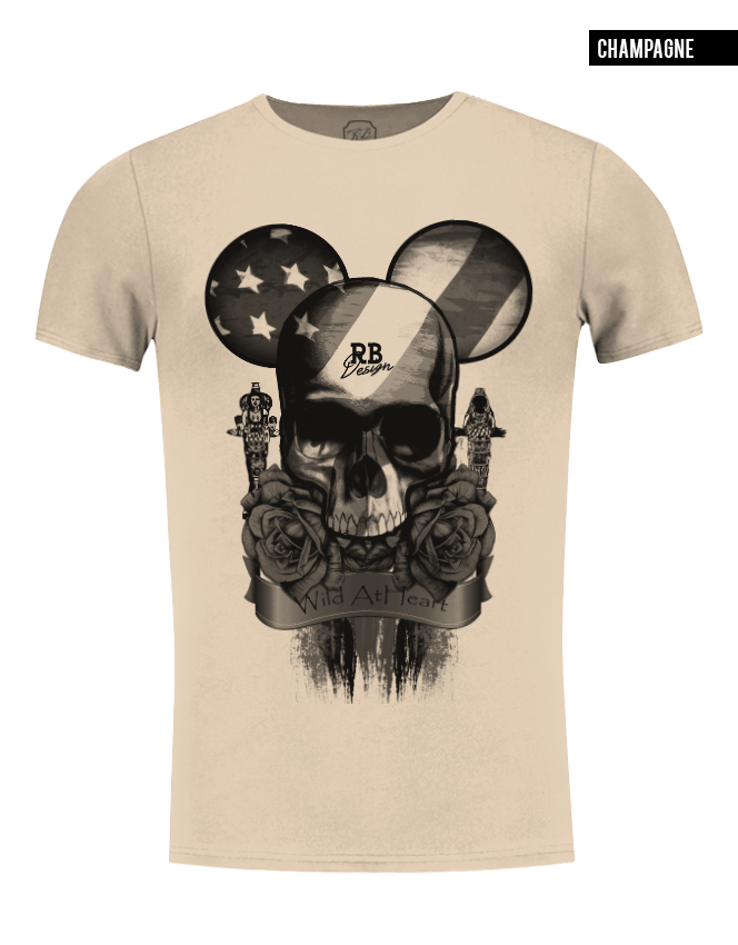 cool design beige round neck t-shirt