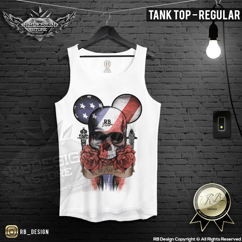 RB Design Mickey Skull Mens T-shirt Roses USA Flag Tank Top MD321