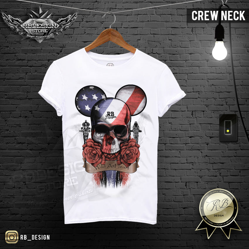 RB Design Mickey Skull Mens T-shirt Roses USA Flag Tank Top MD321