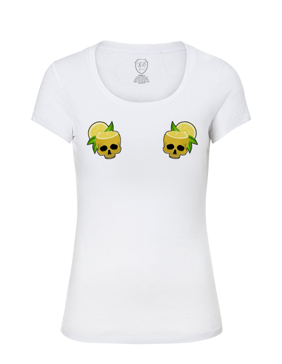Funny Cool Women's Printed T-shirt Lemons Skull WD368