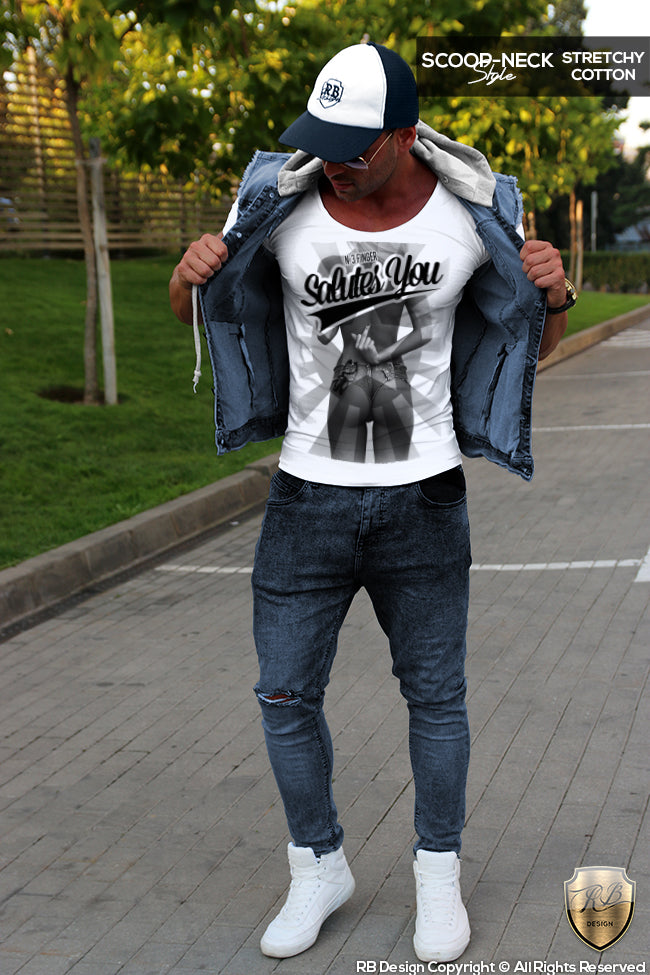mens slim fit designer tees middle finger