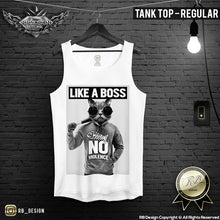 Men's Cat T-shirt Like a Boss No Violence Gangster Kitty Hip Hop Mafia Top MD392