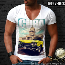deep v neck muscle car t-shirt