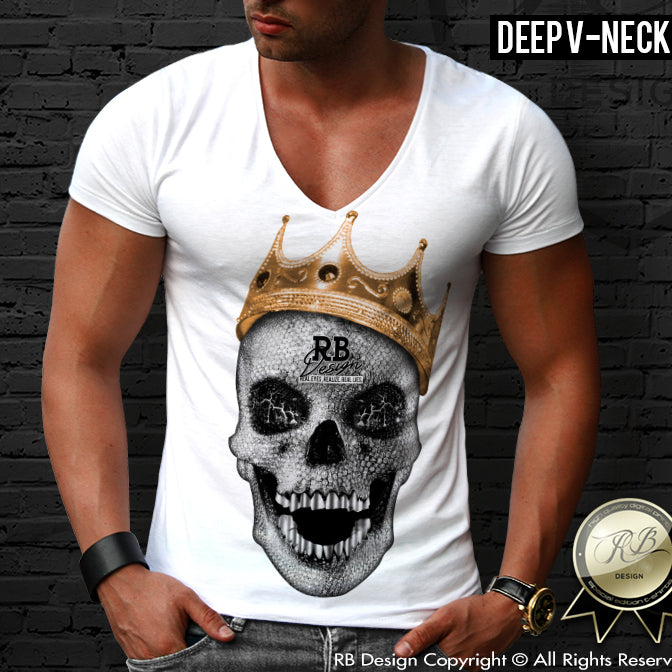 deep v neck skull t-shirt