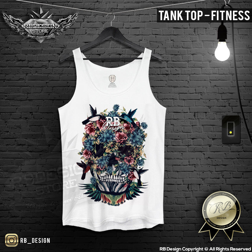 flowers skull tank top
