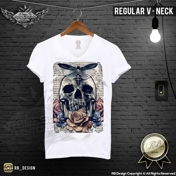 vintage skull mens graphic regular neck t-shirt