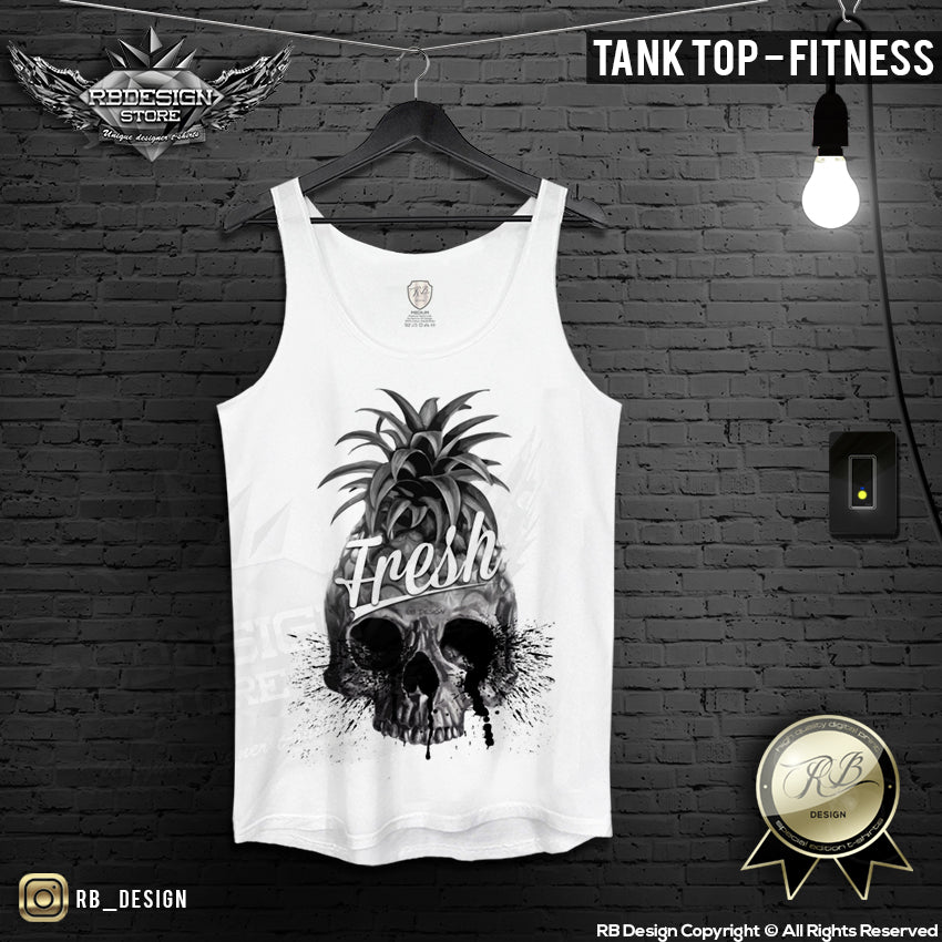 Pineapple Skull Men's  T-shirt Summer Fresh Slogan Tank Top MD486