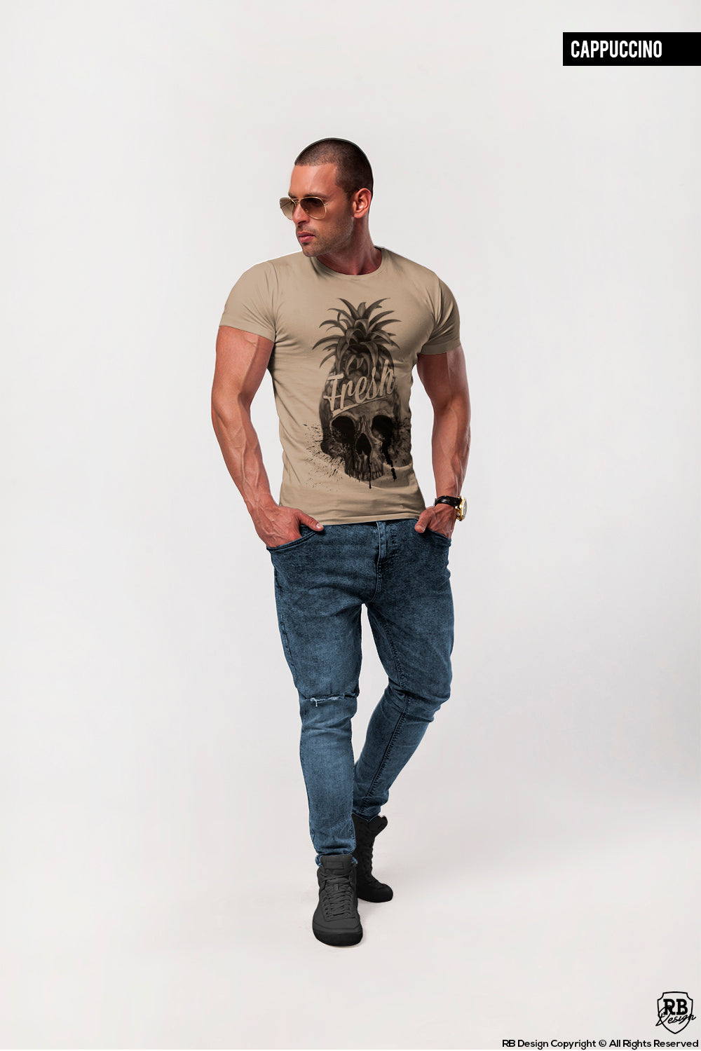 Men's Pineapple Skull T-shirt Cool Graphic Tee / color option / MD486