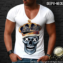 designer last king skull deep v neck shirt