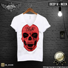 deep v neck red skul tee shirts