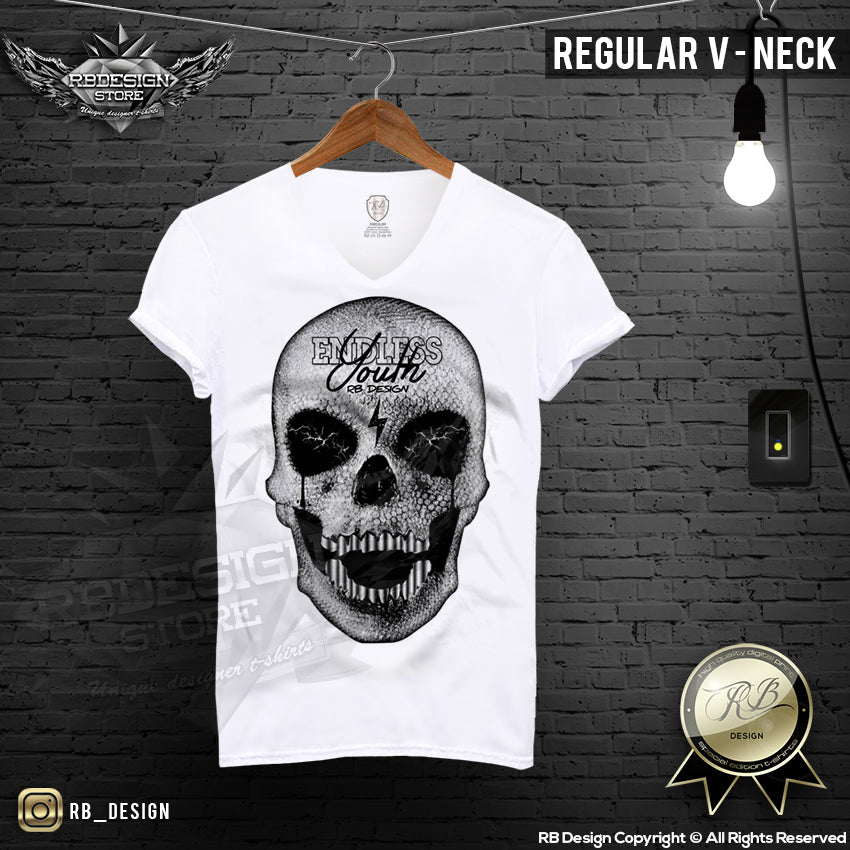 angry skull mens v neck shirts