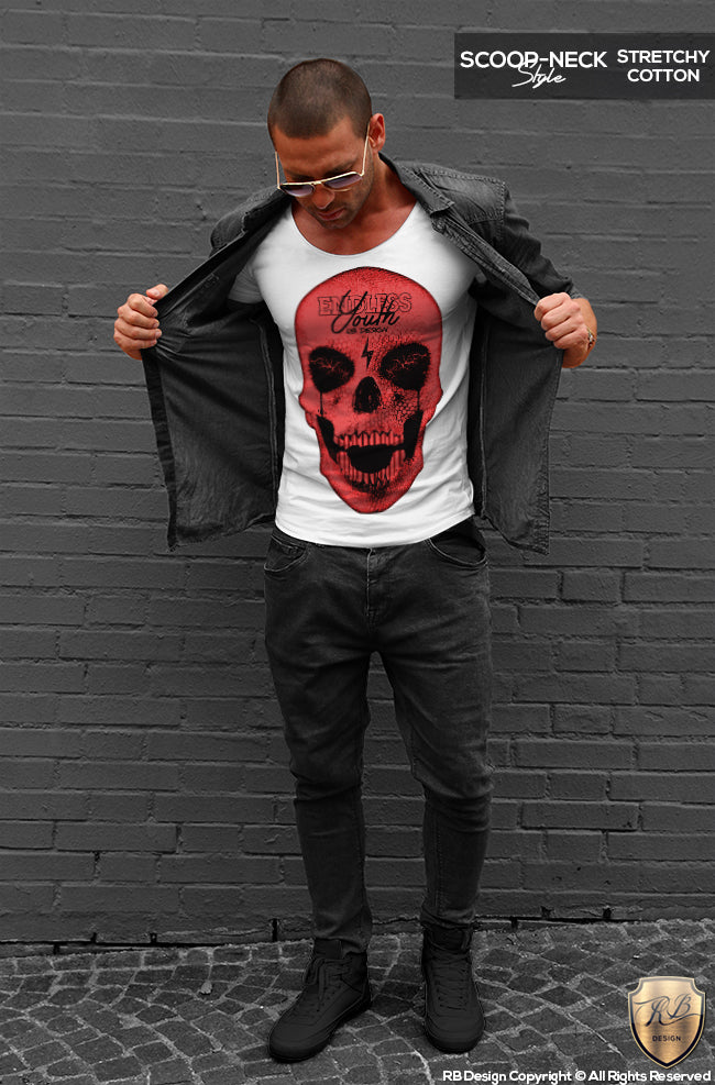 red skull tee shirt scoop neck