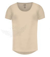 Men's Plain Beige Scoop Neck T-shirt