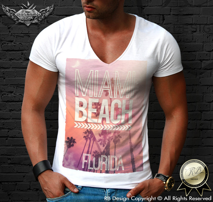 deep v neck miami t-shirt