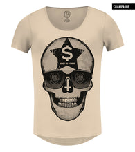 Beige Skull T-shirt Scoop neck
