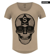 Scoop neck Skull T-shirt Beige